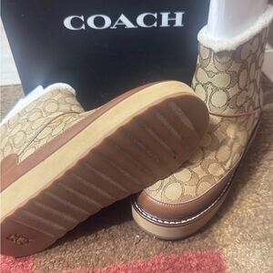 Coach Signature Tan and Brown Boots